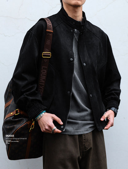 Suede Harrington Jacket – American Vintage Oversized Unisex – Japanese vintage | fall outfits 2026 | fall winter outfits | classy winter outfits | lazy comfy outfits | japanese streetwear | vintage workwear | yamalin clothes | Yamalinclothes