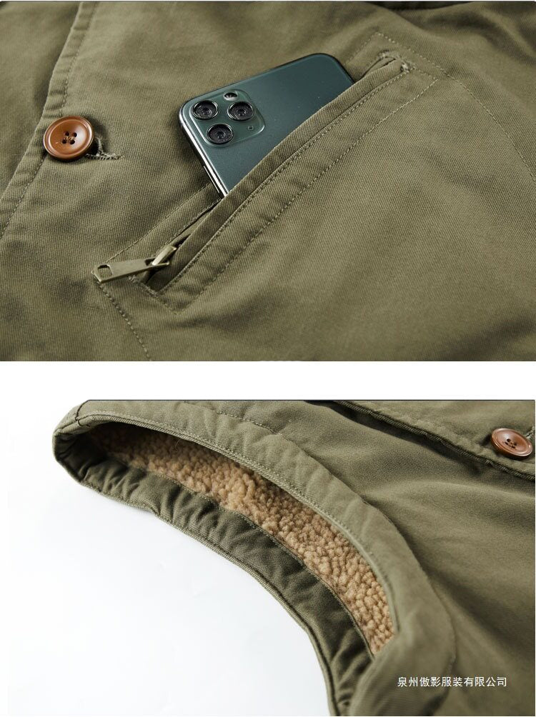 Multi-Pocket Fleece-Lined Utility Vest – Stand Collar Sleeveless Workwear Unisex – Vest | japanese streetwear | vintage workwear | unisex | Yamalinclothes