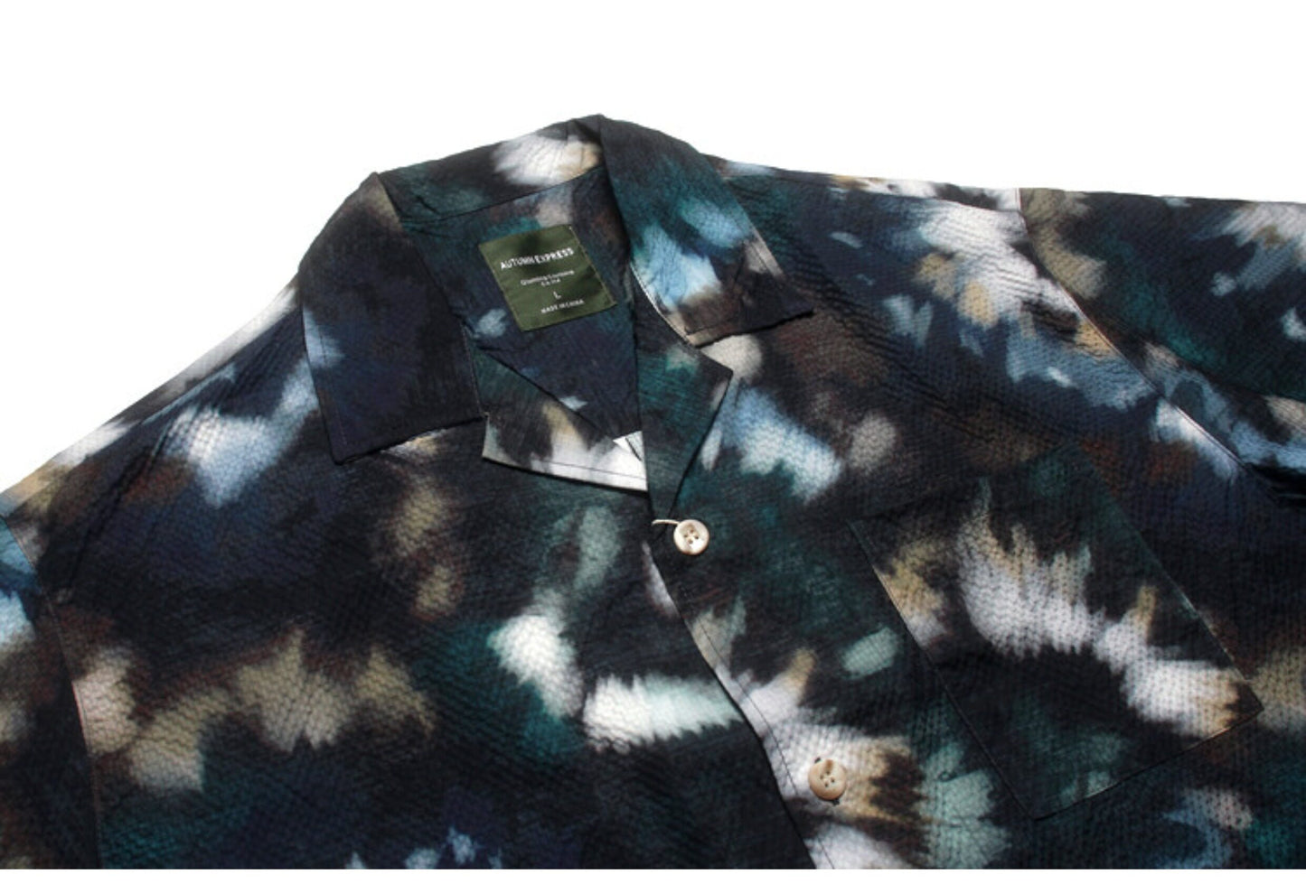 Seersucker Cuban Collar Printed Shirt – Men's Vintage Beach Short Sleeve