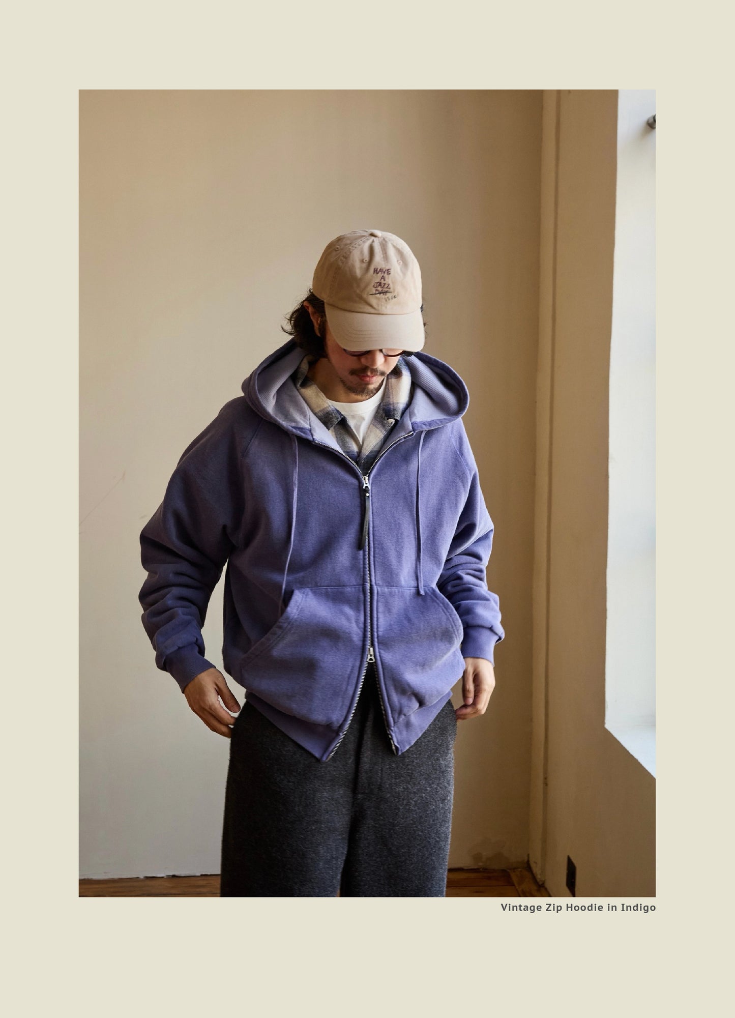 SS26 USAGE VTG Zip Hoodie - Yamalin Heavy Antique Woven Sweatshirt Washable Double Hoodie