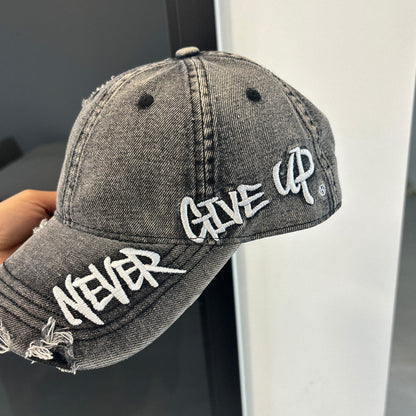Washed Distressed Denim Baseball Cap – Embroidered Adjustable Unisex