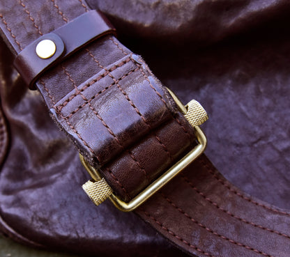 Heavy Washed Horsehide Newsboy Crossbody Bag – Vintage Leather Shoulder Bag