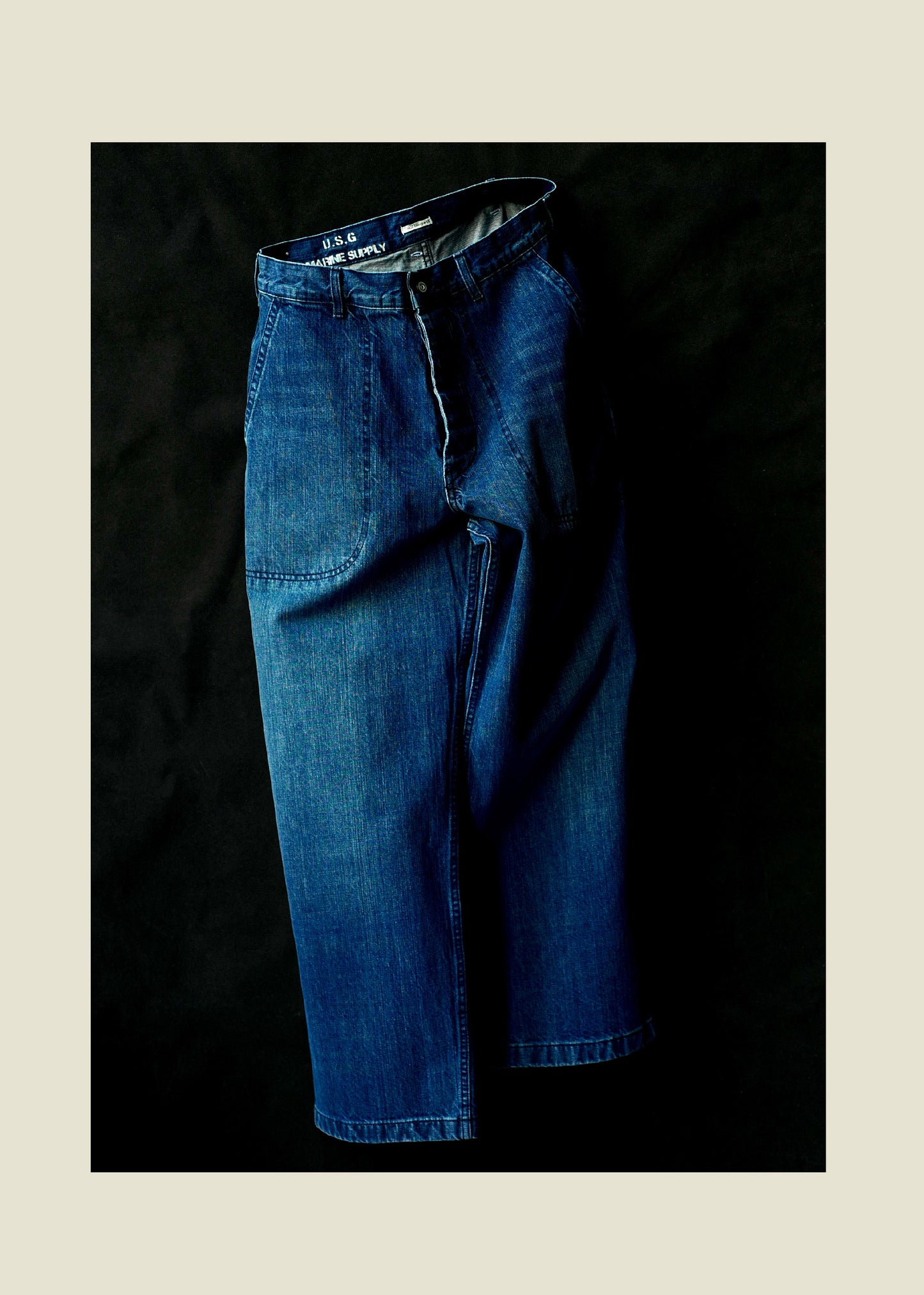 SS26 Navy Denim Jeans - Yamalin Vintage Washed 13oz Bamboo Weave Deck Jeans