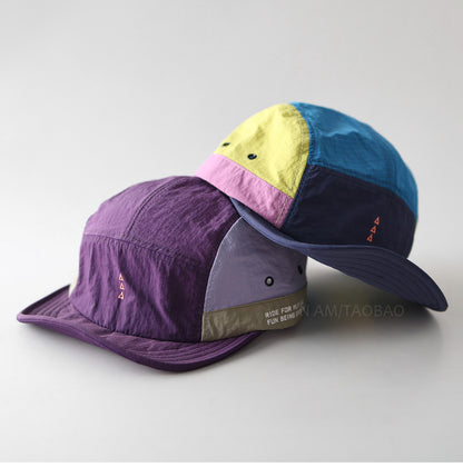 Quick-Dry Color-Block Short Brim Cap – Letter Print Sporty Unisex – cap | japanese streetwear | vintage workwear | unisex | Yamalinclothes