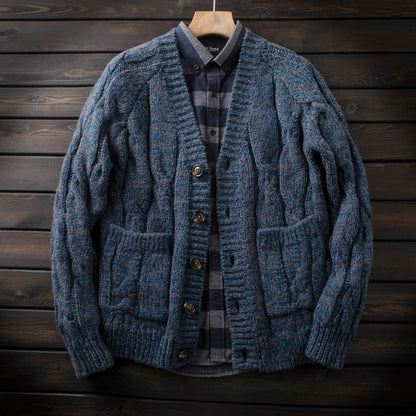 Heavyweight 80% Wool Knit Zip Cardigan Sweater – Japanese Vintage Loose Unisex – Sweater cardigan | japanese streetwear | vintage workwear | unisex | Yamalinclothes