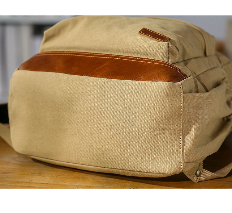 Japanese Canvas Leather Trim Backpack – Large Capacity Laptop Travel Bag – Japanese vintage | yamalin clothes | Yamalinclothes