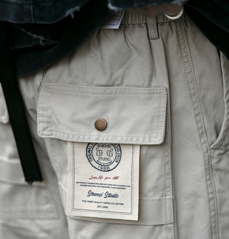 American Vintage Heavyweight Double Pleated Cargo Pants – Wide Leg Drawstring Workwear Trousers for Men | Japanese vintage | yamalin clothes | Yamalinclothes