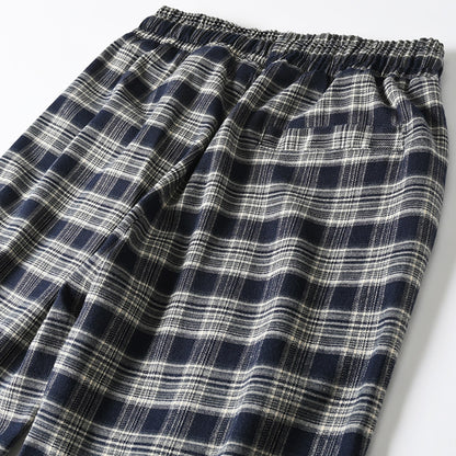 Japanese style retro plaid casual pants, spring/summer thin plaid straight leg tapered harem pants/sports pants – Japanese vintage | yamalin clothes | Yamalinclothes