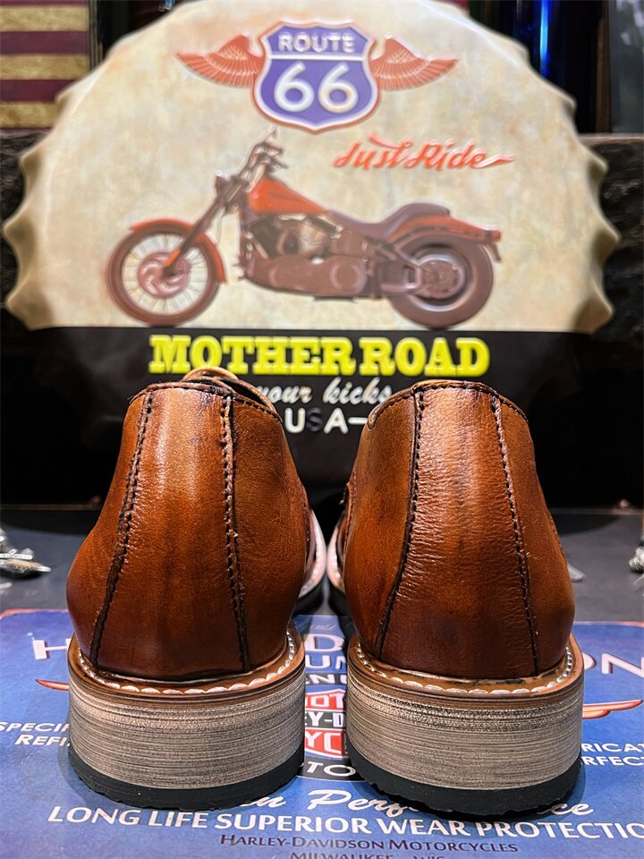 Vintage Brogue Carved Cowhide Leather Shoes – Men's Distressed Brown