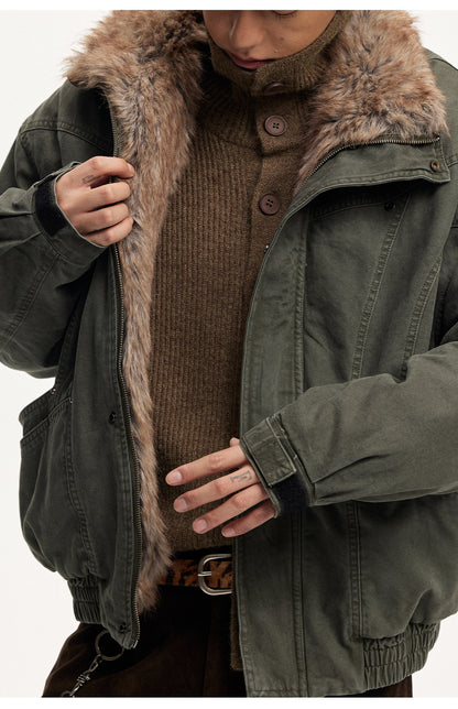 Frost Ice Texture Leather Jacket – Loose Heavyweight Winter Unisex