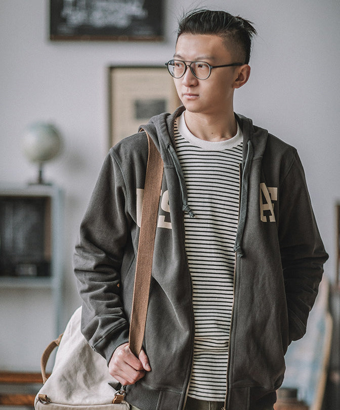 Heavy Zip Hoodie – American Retro Military Print Workwear Thickened Unisex – hoodie | japanese streetwear | vintage workwear | unisex | Yamalinclothes