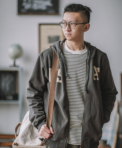 Heavy Zip Hoodie – American Retro Military Print Workwear Thickened Unisex – hoodie | japanese streetwear | vintage workwear | unisex | Yamalinclothes