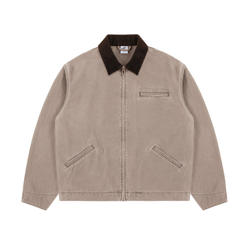 15oz Heavy Canvas Cargo Jacket – Washed Distressed Loose Oversized Streetwear