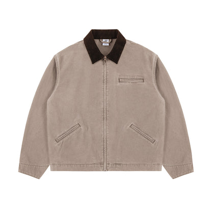 15oz Heavy Canvas Cargo Jacket – Washed Distressed Loose Oversized Streetwear
