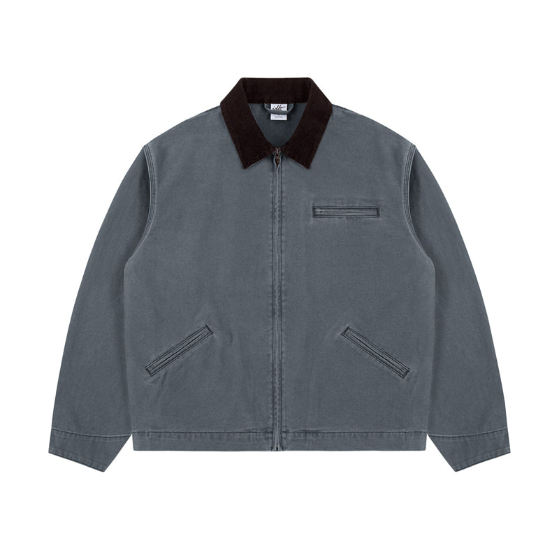 15oz Heavy Canvas Cargo Jacket – Washed Distressed Loose Oversized Streetwear