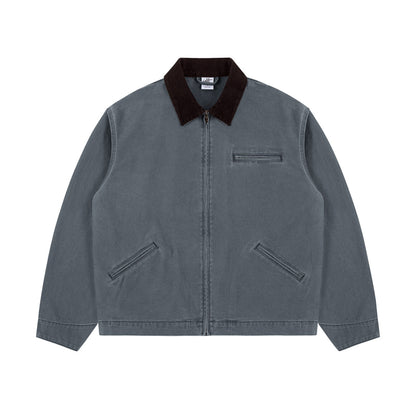 15oz Heavy Canvas Cargo Jacket – Washed Distressed Loose Oversized Streetwear