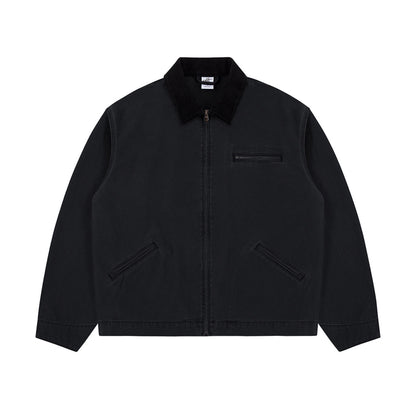 15oz Heavy Canvas Cargo Jacket – Washed Distressed Loose Oversized Streetwear