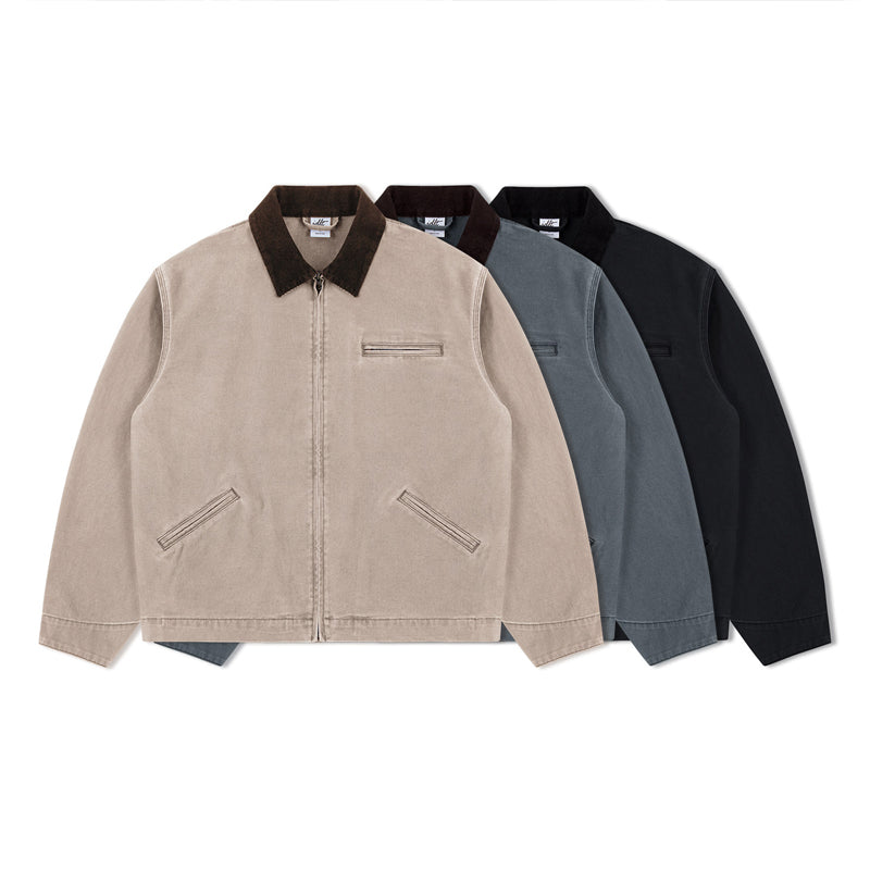 15oz Heavy Canvas Cargo Jacket – Washed Distressed Loose Oversized Streetwear