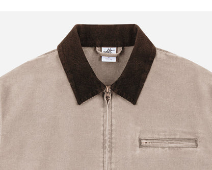 15oz Heavy Canvas Cargo Jacket – Washed Distressed Loose Oversized Streetwear