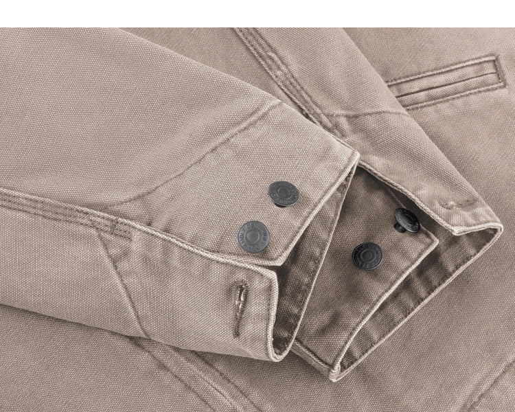 15oz Heavy Canvas Cargo Jacket – Washed Distressed Loose Oversized Streetwear