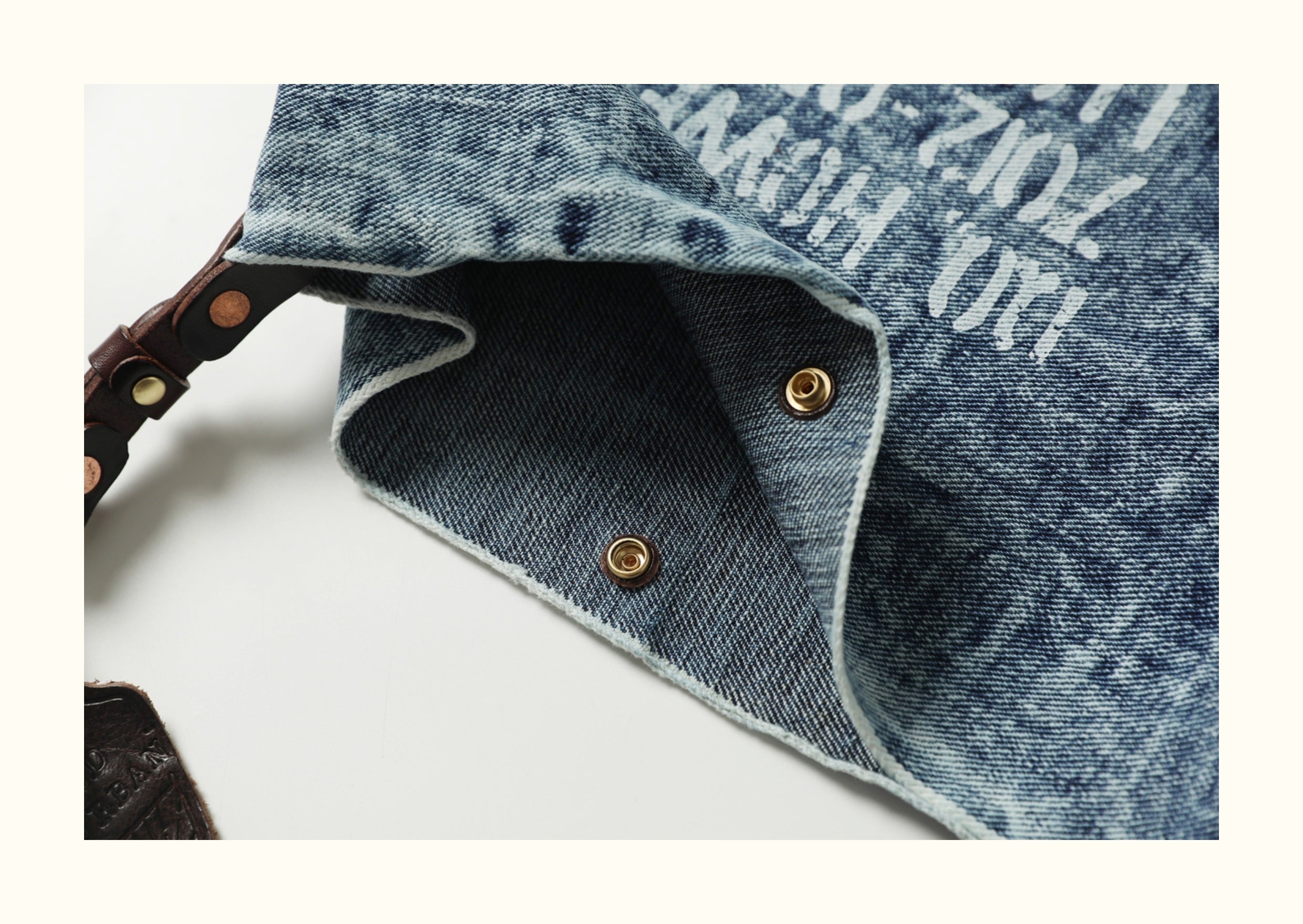 Pure Copper Hardware Imported Vegetable-Tanned Leather Hobo Bag with Denim Large Capacity Casual Bucket Bag Crossbody Bag