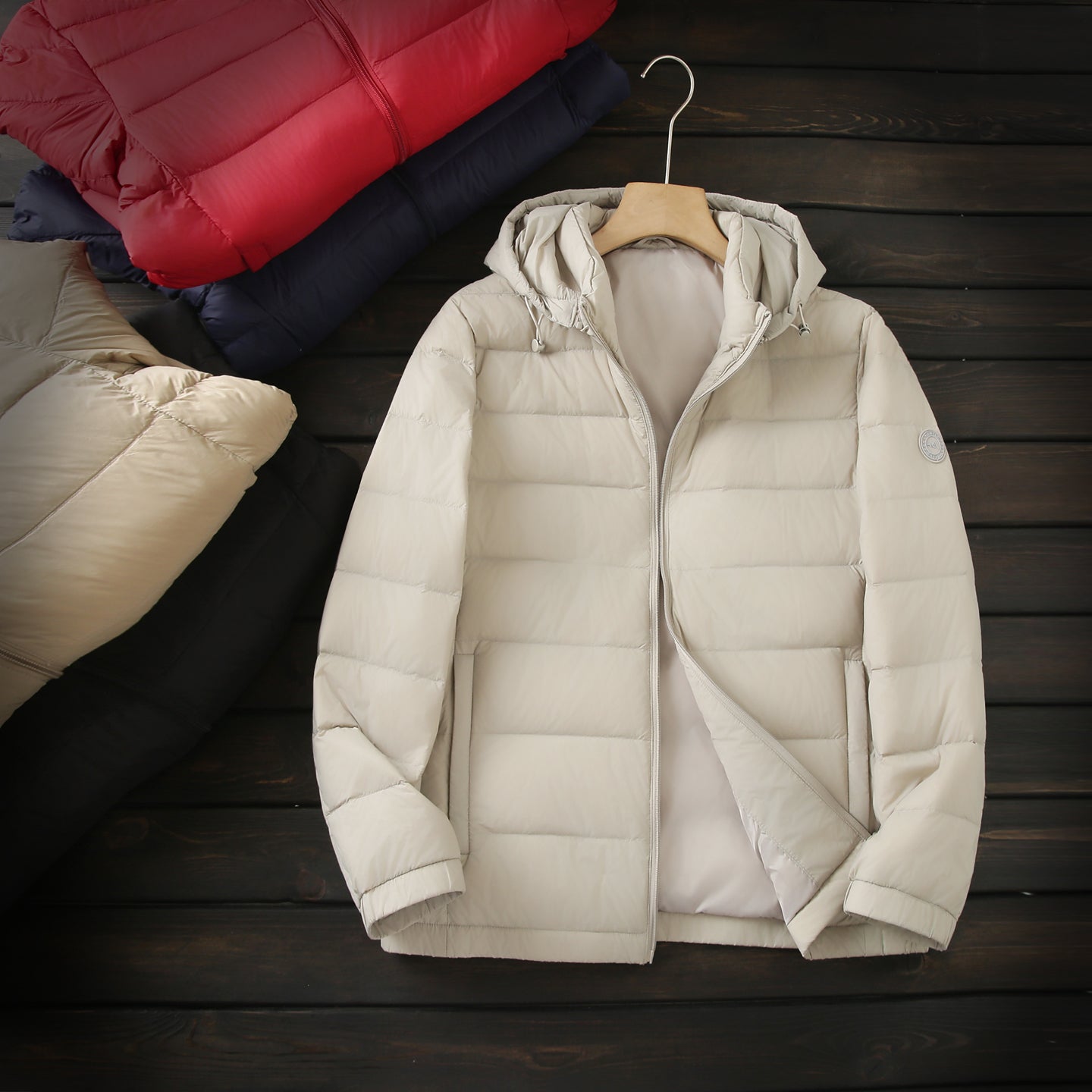Men's Export Overstock Lightweight Hooded Down Jacket - Autumn Winter Warm Short Cold-Proof Coat