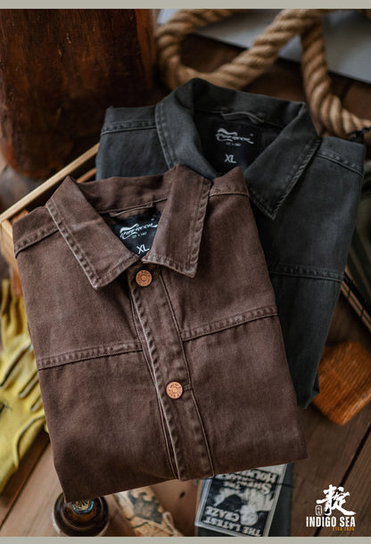 Washed Distressed Cargo Lapel Cotton Jacket – Vintage Loose Unisex