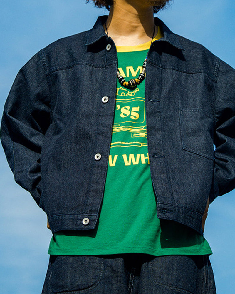 Single Pocket Short Denim Jacket – Loose Unisex Casual Streetwear