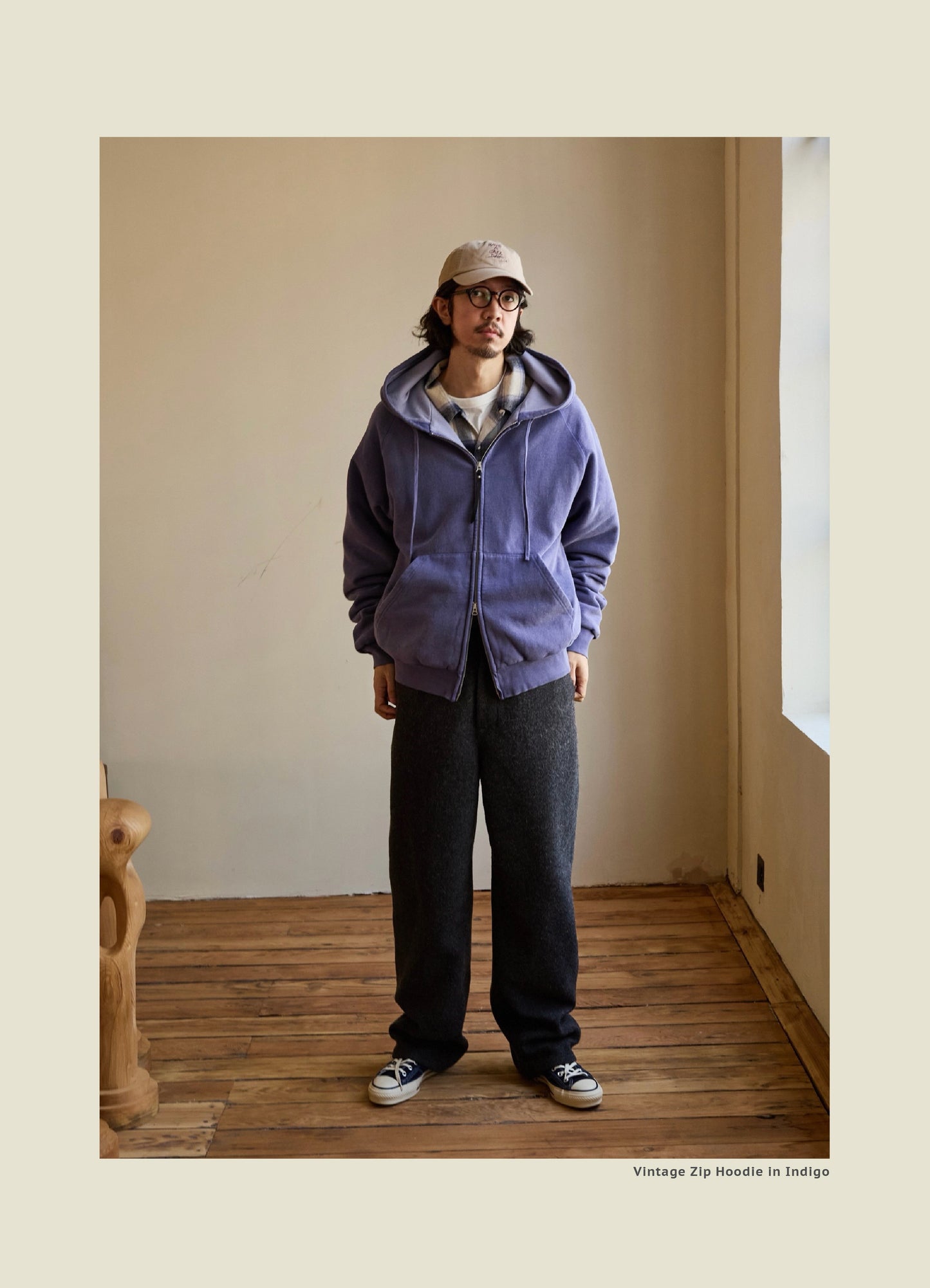 SS26 USAGE VTG Zip Hoodie - Yamalin Heavy Antique Woven Sweatshirt Washable Double Hoodie