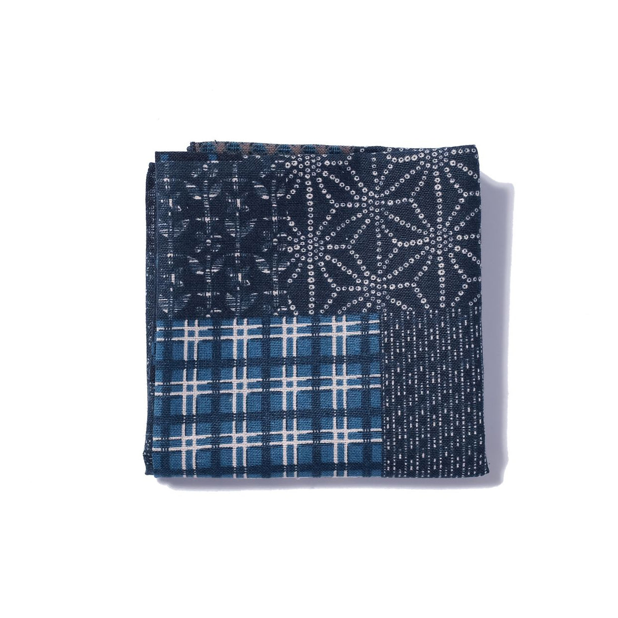 Indigo Paisley Patchwork Bandana – Vintage Cotton Square Scarf