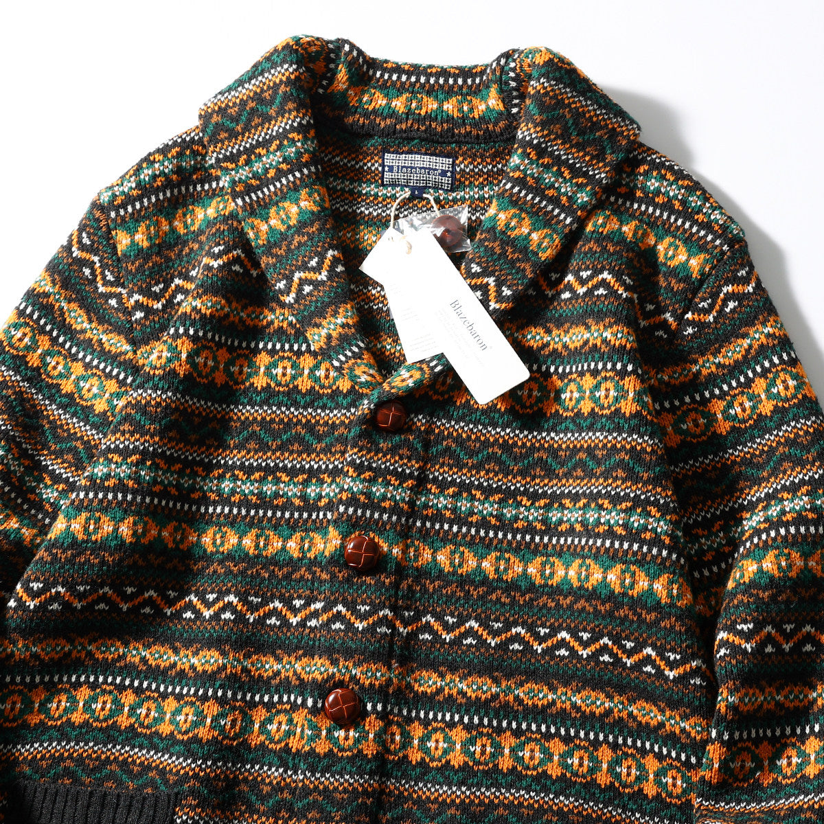 Nordic Fair Isle Knit Cardigan – Wool Blend Jacquard Men – Japanese vintage | yamalin clothes | Yamalinclothes