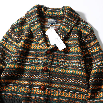 Nordic Fair Isle Knit Cardigan – Wool Blend Jacquard Men – Japanese vintage | yamalin clothes | Yamalinclothes