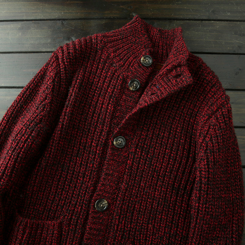 Wool Stand-Collar Knit Cardigan – Thickened Oversized Unisex