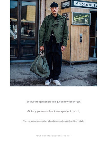 Vintage Hunting Jacket – Army Green Biker Coat Men – Japanese vintage | yamalin clothes | Yamalinclothes
