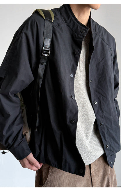 Lyocell Blend Stand-Collar Utility Jacket – Deconstructed Oversized – Japanese vintage | fall outfits 2026 | fall winter outfits | classy winter outfits | lazy comfy outfits | japanese streetwear | vintage workwear | yamalin clothes | Yamalinclothes
