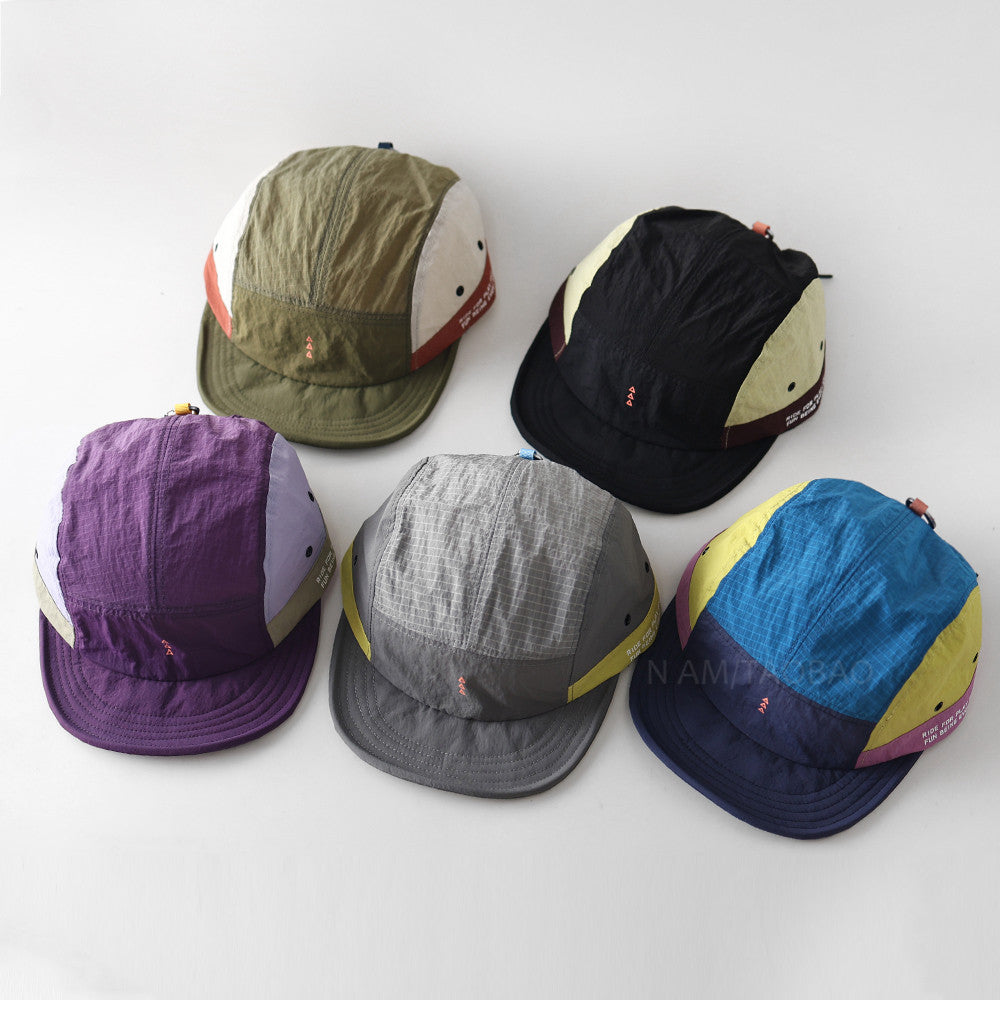 Quick-Dry Color-Block Short Brim Cap – Letter Print Sporty Unisex – cap | japanese streetwear | vintage workwear | unisex | Yamalinclothes