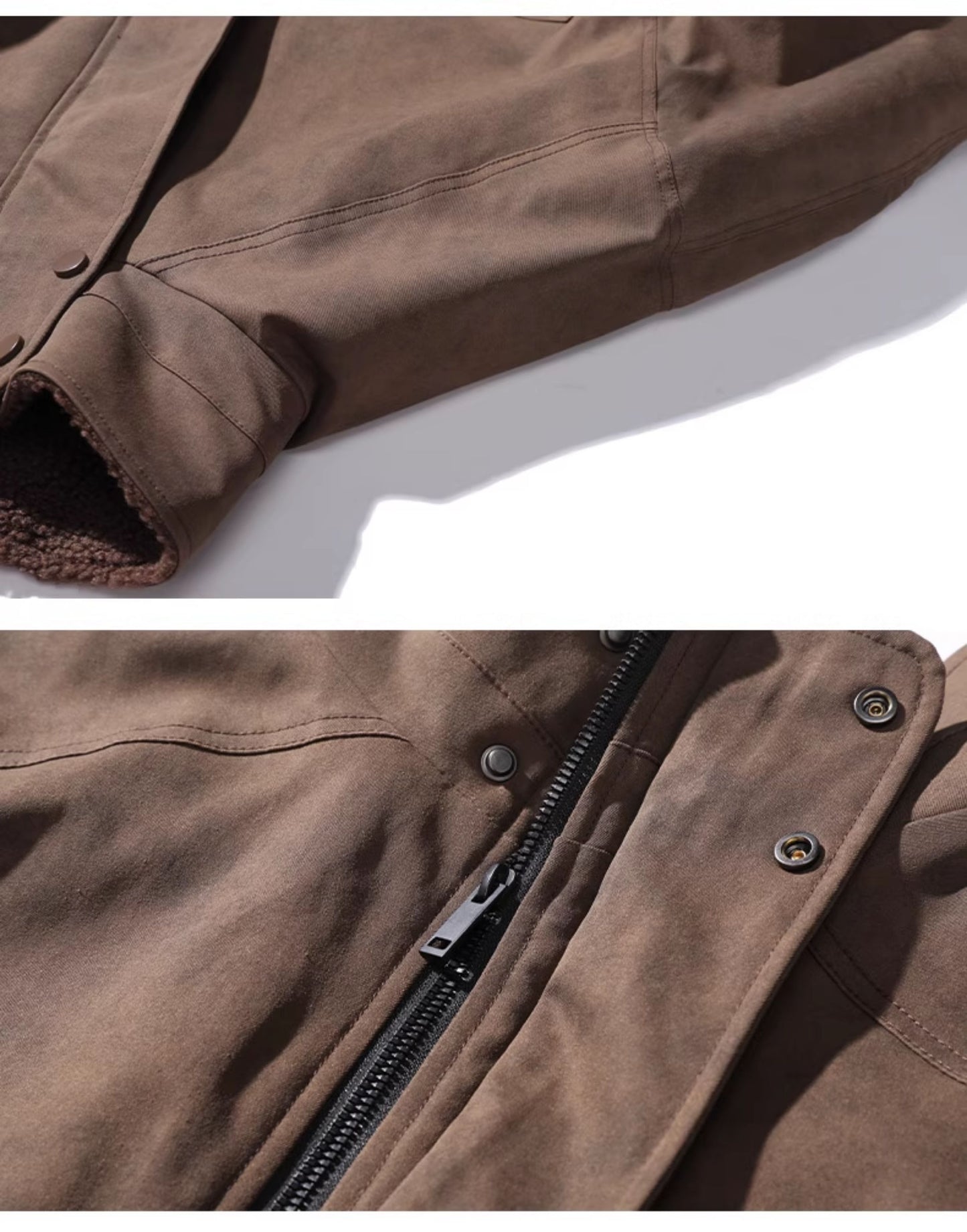 American vintage brown jacket for men, spring/autumn Merrad fleece-lined thickened loose motorcycle couple jacket – Japanese vintage | yamalin clothes | Yamalinclothes