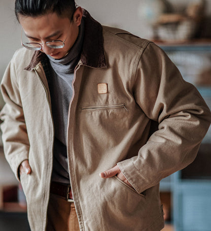 Indigo Heavy Wash Canvas Detroit Cargo Jacket – American Vintage Distressed Unisex – Coats Jackets | japanese streetwear | vintage workwear | unisex | Yamalinclothes