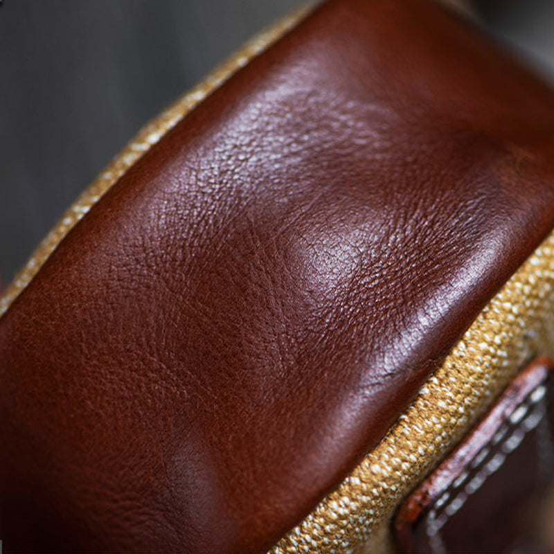 Handmade Cowhide Canvas Pouch – Vintage Leather Cigarette Case & Coin Purse