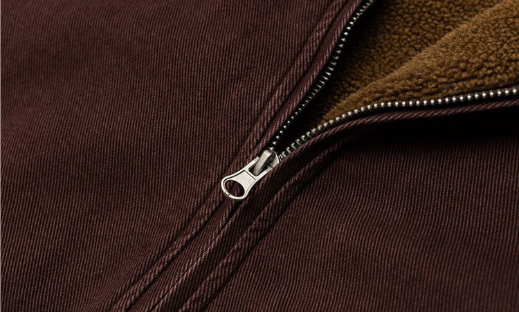 Sherpa-Lined Jacket – Stand Collar & Relaxed Fit | Yamalinclothes