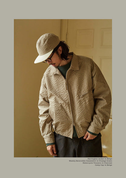 FW24 Vintage Harrington Jacquard Jacket - Yamalin Plaid Texture Memory Fabric Lapel Jacket