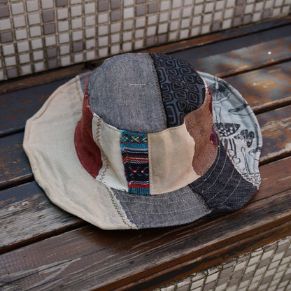 Handmade Patchwork Bucket Hat – Hemp Cotton Foldable Unisex Sun Hat