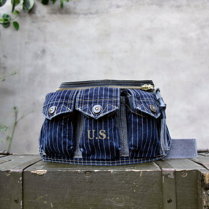 Washed Canvas Distressed Fanny Pack – Vintage 3-Way Chest Crossbody Unisex – Bags | japanese streetwear | vintage workwear | unisex | Yamalinclothes