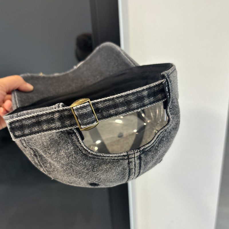 Washed Distressed Denim Baseball Cap – Embroidered Adjustable Unisex