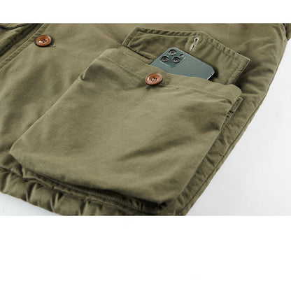 Multi-Pocket Fleece-Lined Utility Vest – Stand Collar Sleeveless Workwear Unisex – Vest | japanese streetwear | vintage workwear | unisex | Yamalinclothes