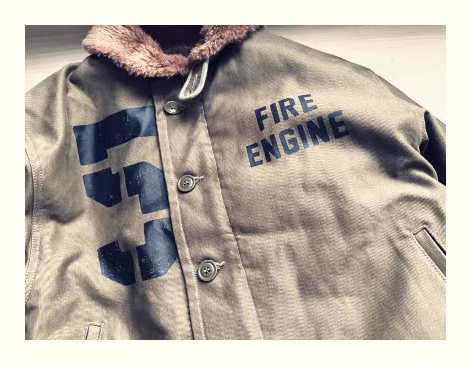 Cat Embroidery Navy Deck Jacket – Heavyweight Rip-Resistant Jungle Fabric Winter Coat – Japanese vintage | yamalin clothes | Yamalinclothes