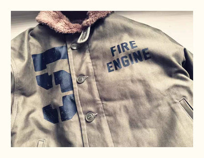 Cat Embroidery Navy Deck Jacket – Heavyweight Rip-Resistant Jungle Fabric Winter Coat – Japanese vintage | yamalin clothes | Yamalinclothes