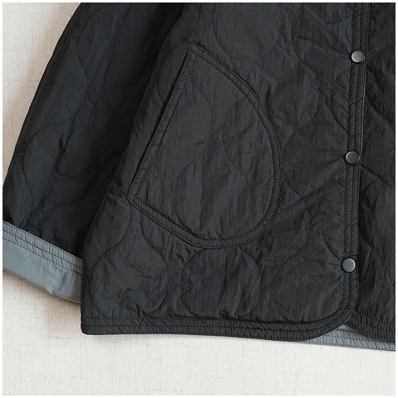 Reversible Quilted Cotton Jacket – Lightweight Loose Fit with Round Neck for Spring/Autumn