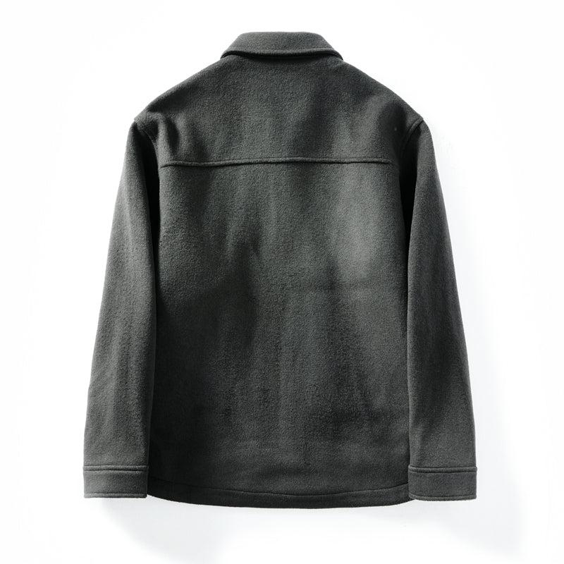 Korean Minimalist Workwear Jacket – Thickened 53% Sheep Wool, Turn-Down Collar for Autumn/Winter