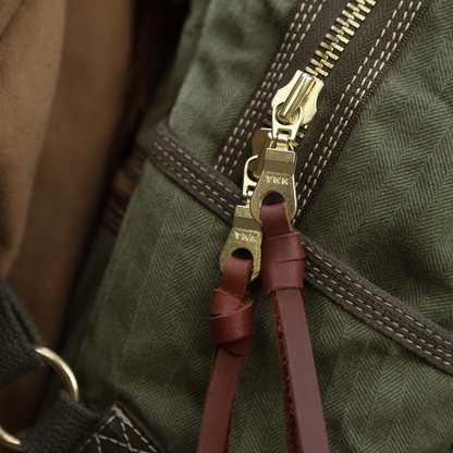 Vintage Canvas Backpack – 20oz Heavyweight Leather Trim